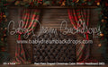 Red Plaid Draped Christmas Cabin Brown Headboard (MD)