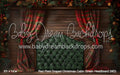 Red Plaid Draped Christmas Cabin Green Headboard (MD)
