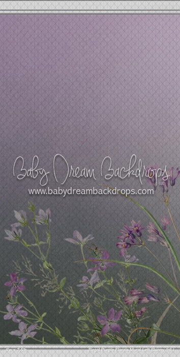 Regal Purple Florals Mural Left Skinny (HL)