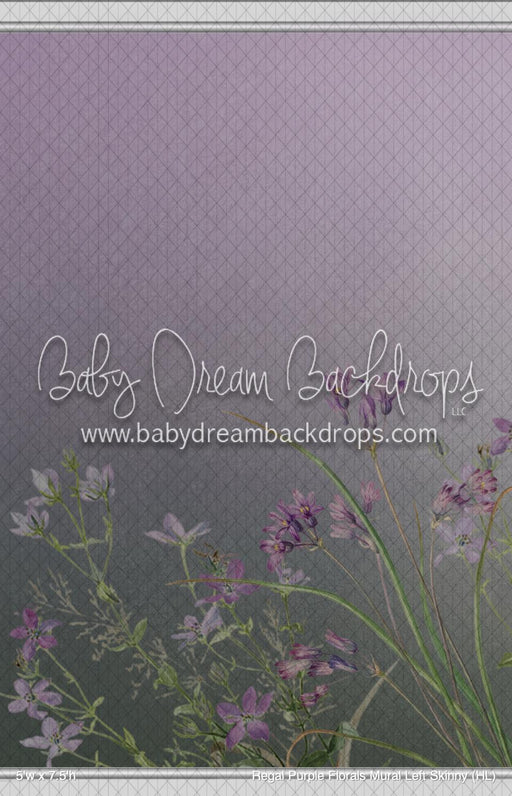 Regal Purple Florals Mural Left Skinny (HL)