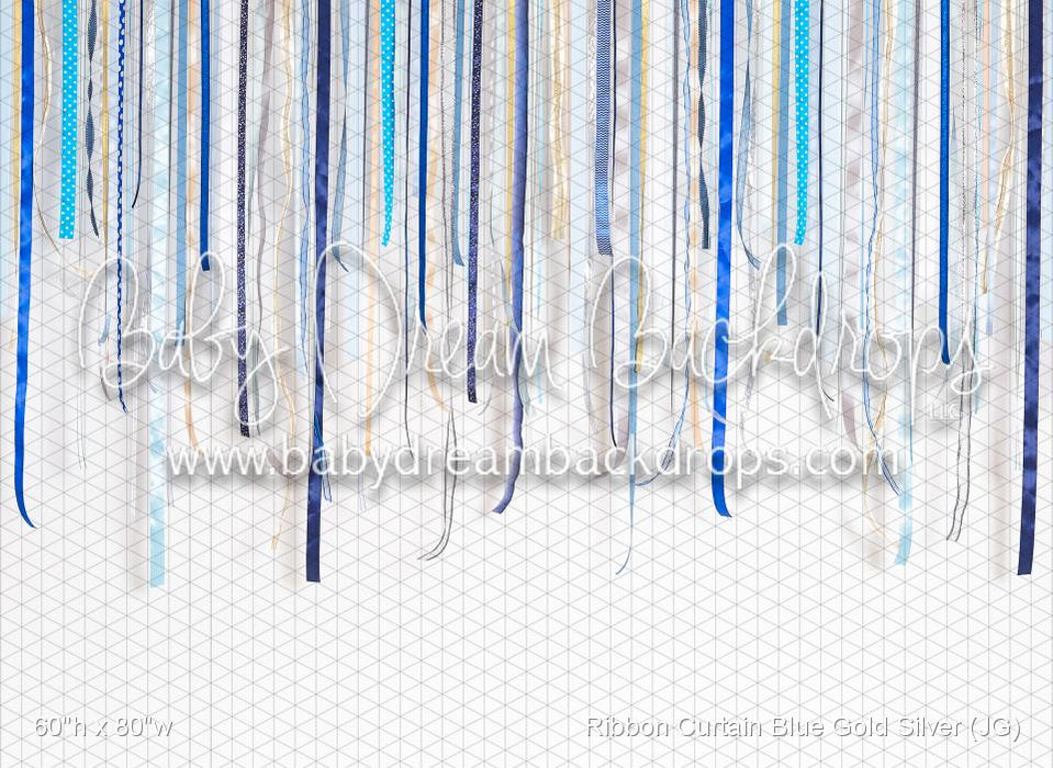 Ribbon Curtain Blue Gold Silver (JG)
