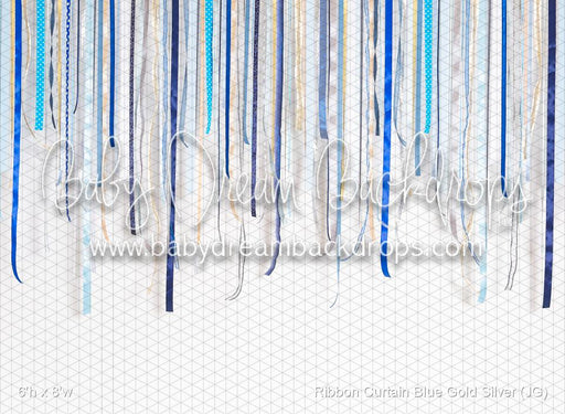 Ribbon Curtain Blue Gold Silver (JG)
