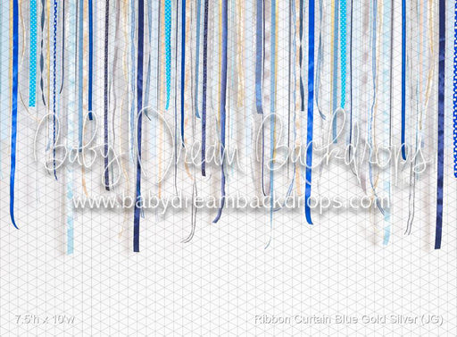 Ribbon Curtain Blue Gold Silver (JG)