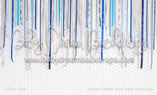 Ribbon Curtain Blue Gold Silver (JG)
