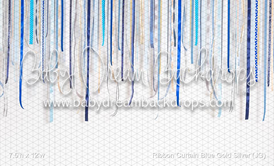 Ribbon Curtain Blue Gold Silver (JG)