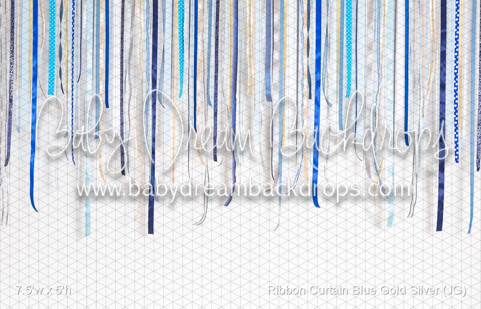 Ribbon Curtain Blue Gold Silver (JG)