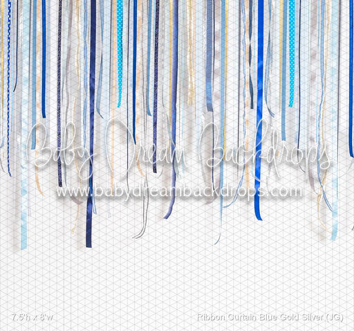 Ribbon Curtain Blue Gold Silver (JG)