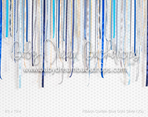 Ribbon Curtain Blue Gold Silver (JG)