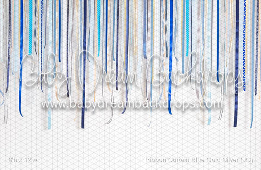 Ribbon Curtain Blue Gold Silver (JG)