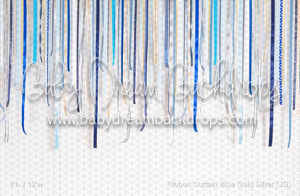Ribbon Curtain Blue Gold Silver (JG)