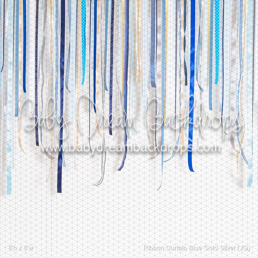Ribbon Curtain Blue Gold Silver (JG)