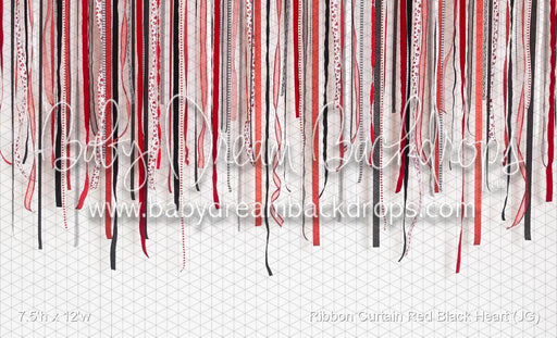 Ribbon Curtain Red Black Heart (JG)