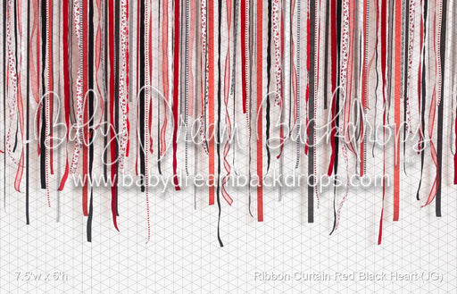 Ribbon Curtain Red Black Heart (JG)