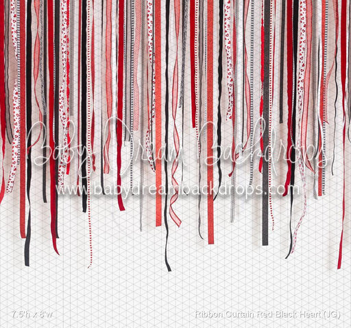 Ribbon Curtain Red Black Heart (JG)