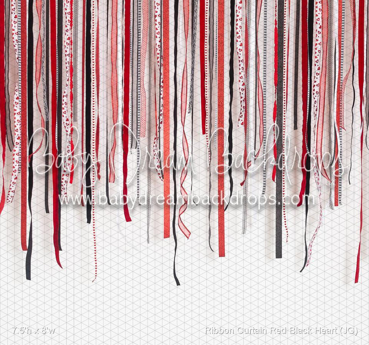 Ribbon Curtain Red Black Heart (JG)