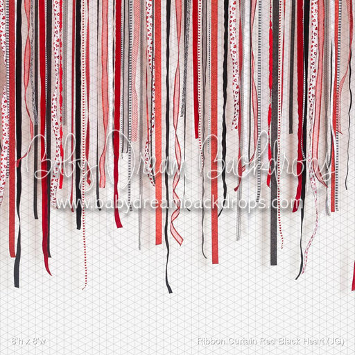Ribbon Curtain Red Black Heart (JG)