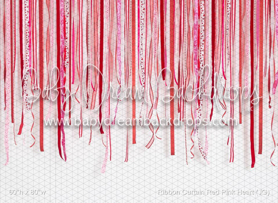 Ribbon Curtain Red Pink Heart (JG)