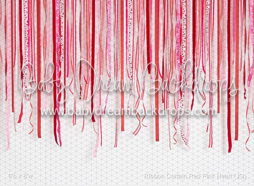 Ribbon Curtain Red Pink Heart (JG)