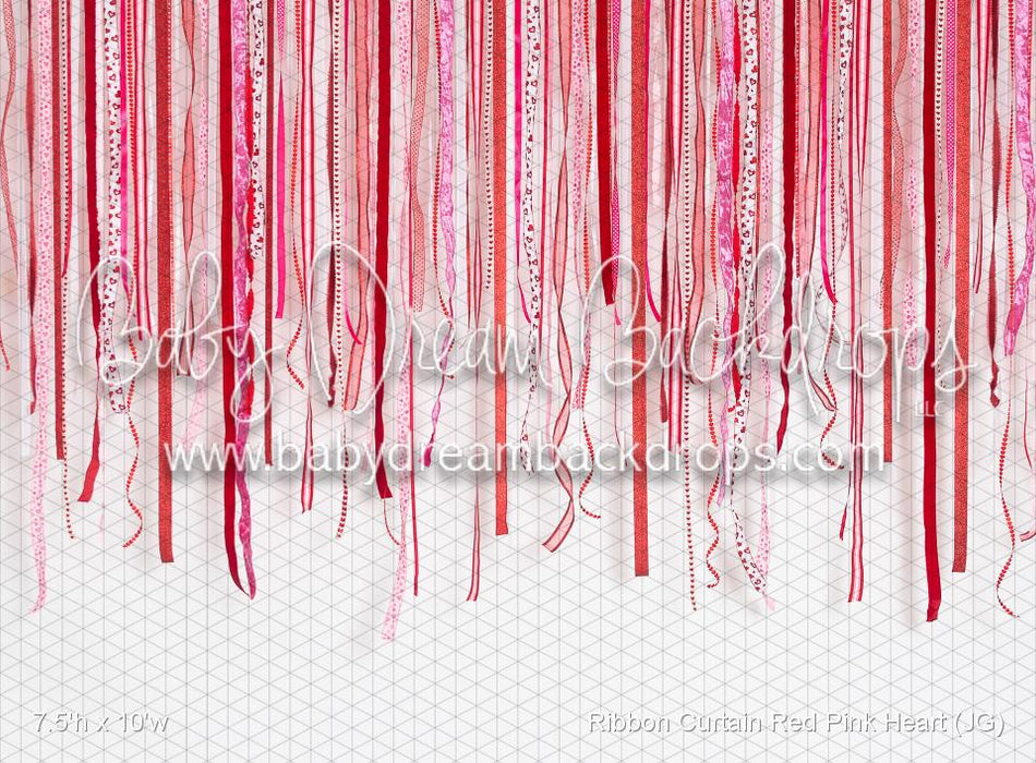 Ribbon Curtain Red Pink Heart (JG)