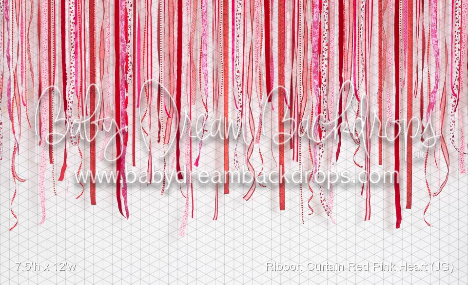 Ribbon Curtain Red Pink Heart (JG)