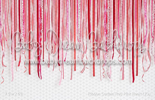 Ribbon Curtain Red Pink Heart (JG)