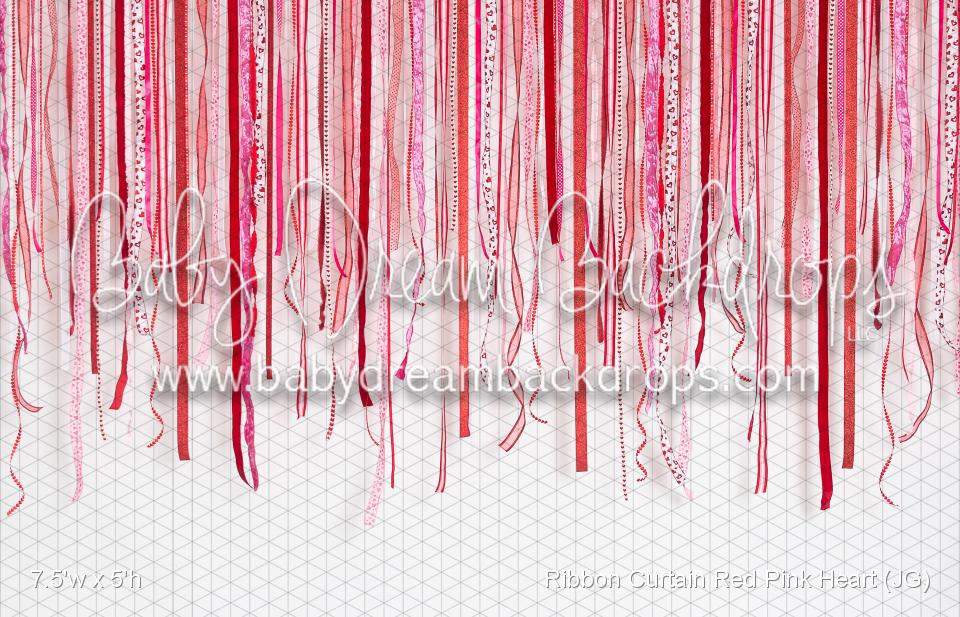 Ribbon Curtain Red Pink Heart (JG)