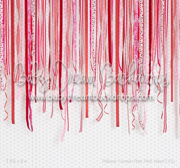 Ribbon Curtain Red Pink Heart (JG)