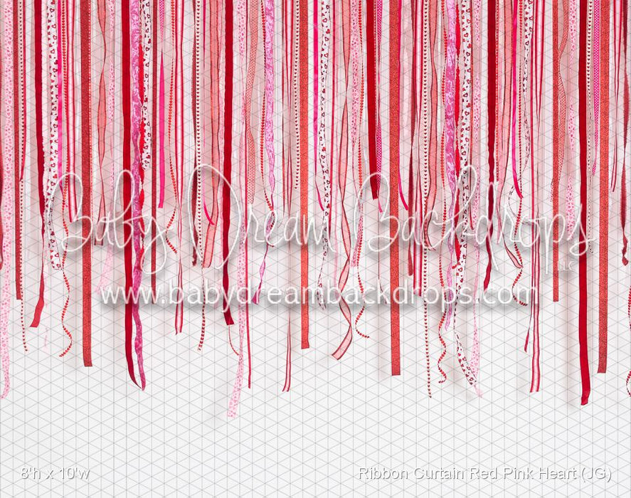 Ribbon Curtain Red Pink Heart (JG)