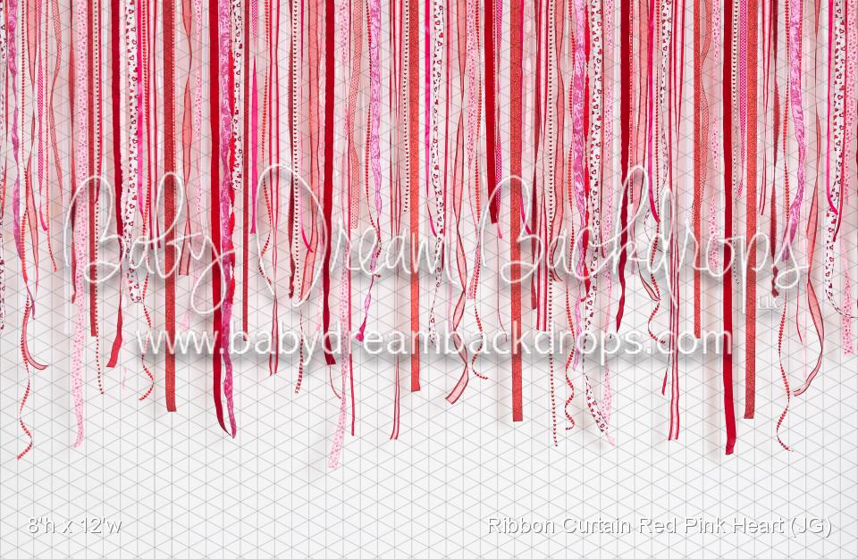 Ribbon Curtain Red Pink Heart (JG)
