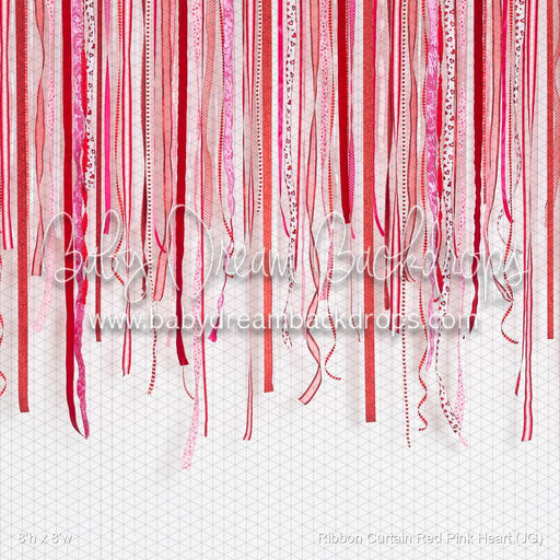 Ribbon Curtain Red Pink Heart (JG)
