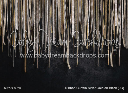 Ribbon Curtain Silver Gold on Black (JG)
