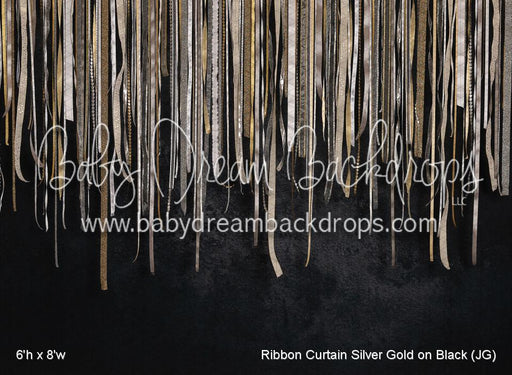 Ribbon Curtain Silver Gold on Black (JG)