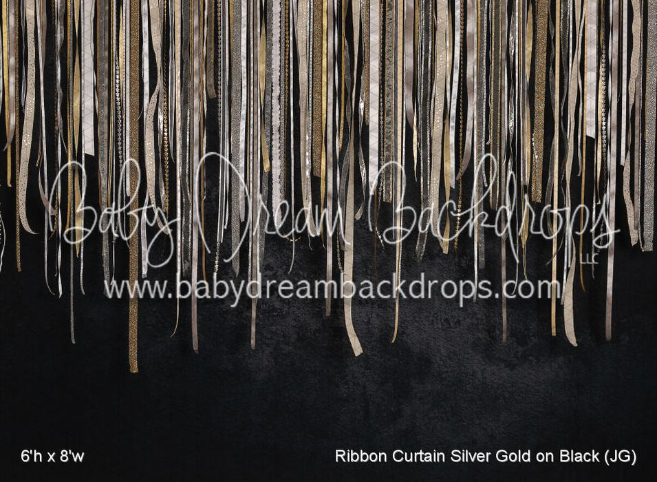 Ribbon Curtain Silver Gold on Black (JG)