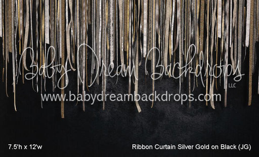 Ribbon Curtain Silver Gold on Black (JG)