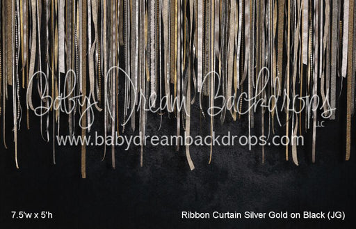 Ribbon Curtain Silver Gold on Black (JG)