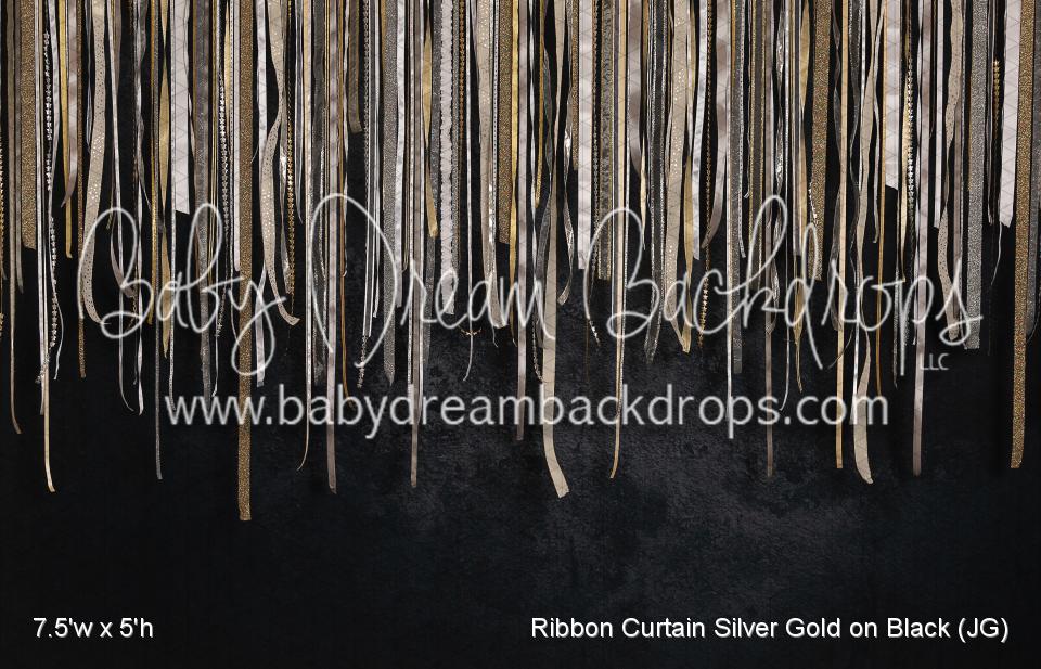 Ribbon Curtain Silver Gold on Black (JG)