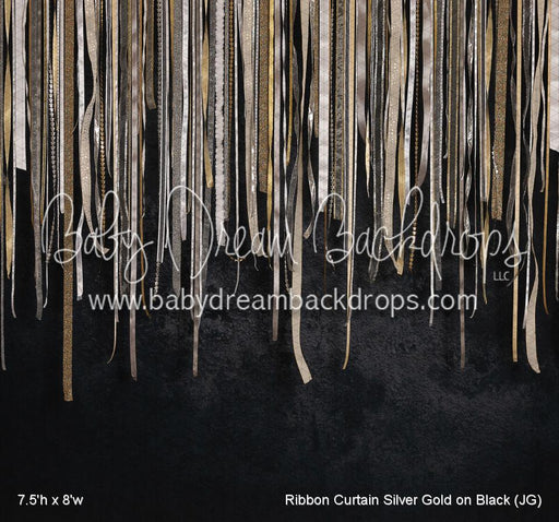 Ribbon Curtain Silver Gold on Black (JG)