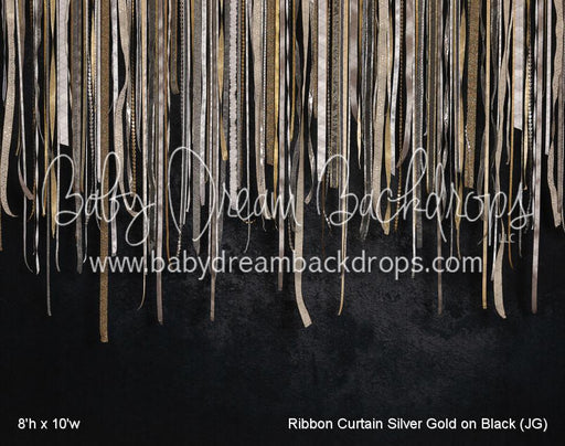 Ribbon Curtain Silver Gold on Black (JG)