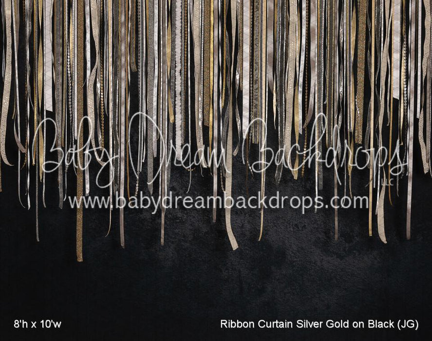 Ribbon Curtain Silver Gold on Black (JG)