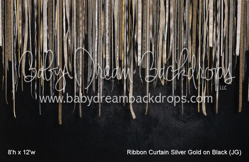 Ribbon Curtain Silver Gold on Black (JG)