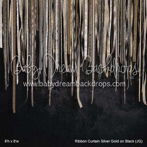 Ribbon Curtain Silver Gold on Black (JG)