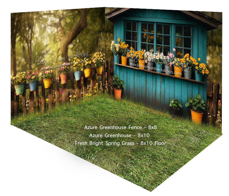 Room Azure Greenhouse Fence + Azure Greenhouse + Fresh Bright Spring Grass
