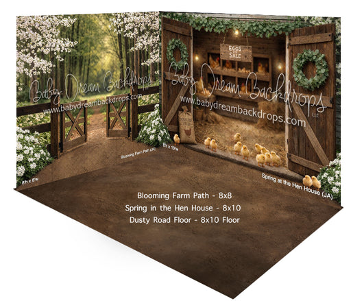 Fabric Room Blooming Farm Path + Spring in the Hen House + Dusty Road Floor