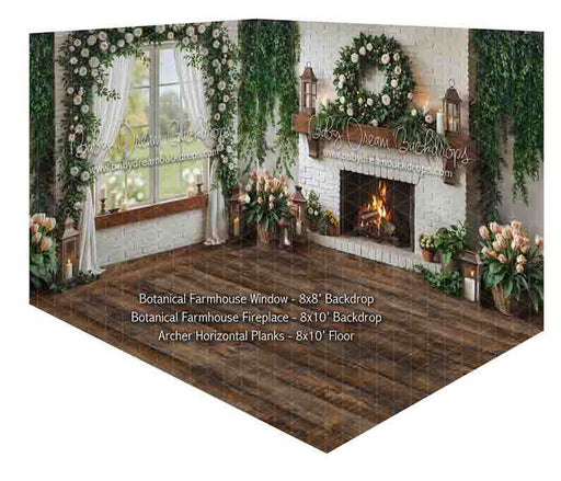 Room Botanical Farmhouse Window + Botanical Farmhouse Fireplace + Archer Horizontal Planks