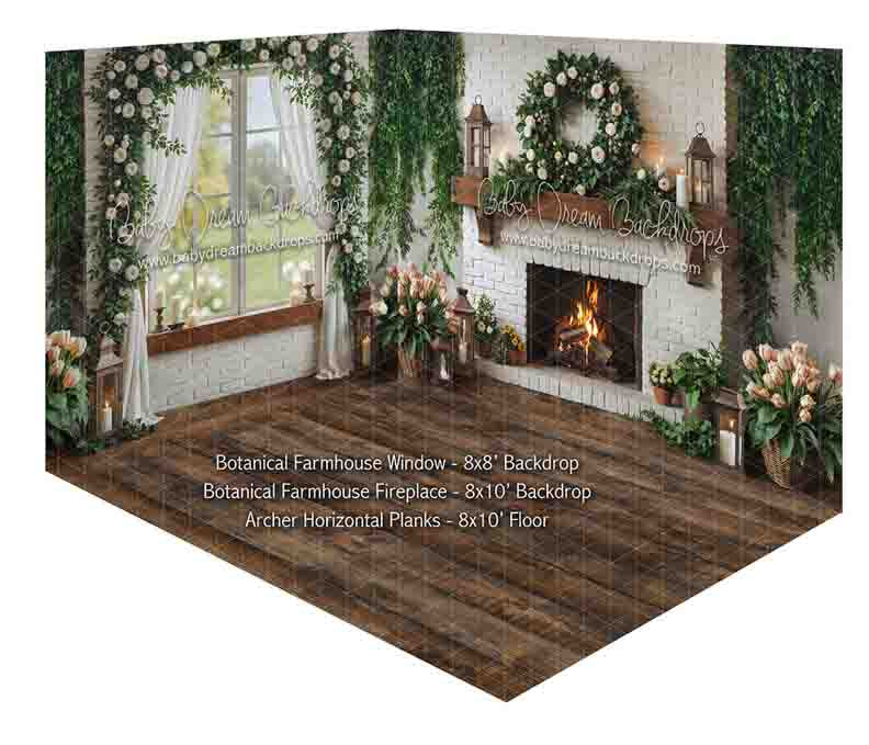 Room Botanical Farmhouse Window + Botanical Farmhouse Fireplace + Archer Horizontal Planks