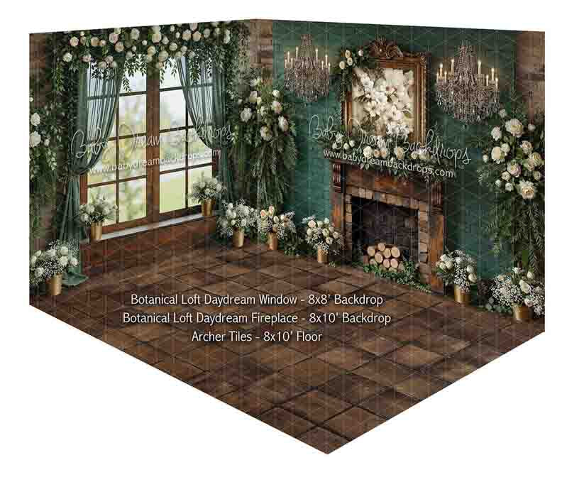 Room Botanical Loft Daydream Window + Botanical Loft Daydream Fireplace + Archer Tile