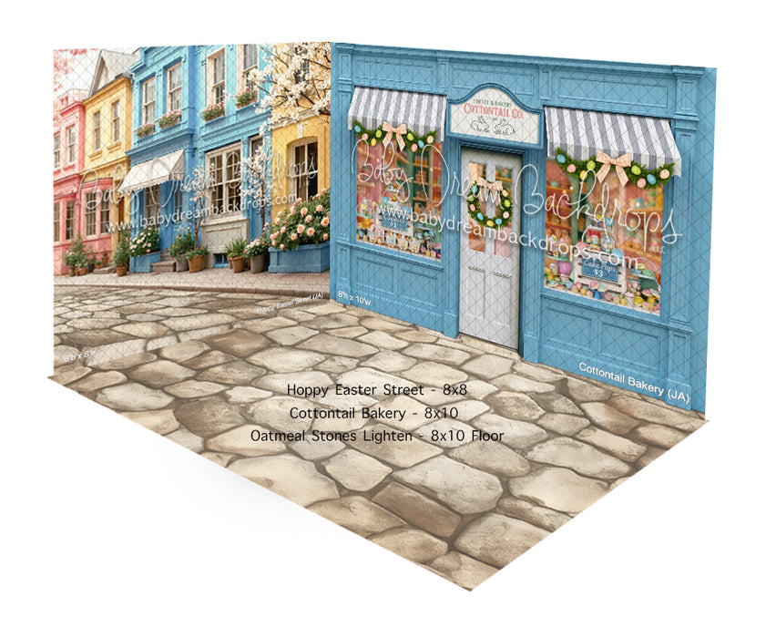 Room Cottontail Bakery + Hoppy Easter Street + Oatmeal Stones Lighten Floor