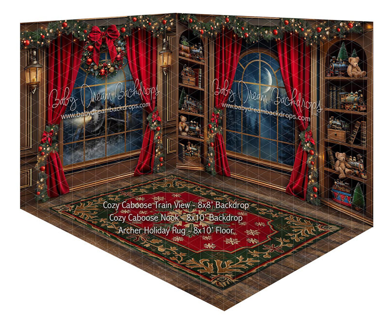 Fabric Room Cozy Caboose Train View + Cozy Caboose Nook + Archer Holiday Rug