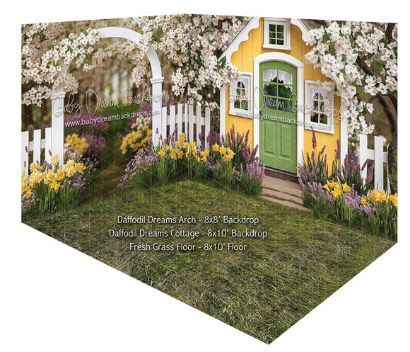 Fabric Room Daffodil Dreams Arch + Daffodil Dreams Cottage + Fresh Grass Floor