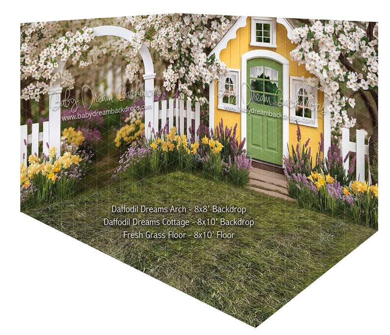 Fabric Room Daffodil Dreams Arch + Daffodil Dreams Cottage + Fresh Grass Floor